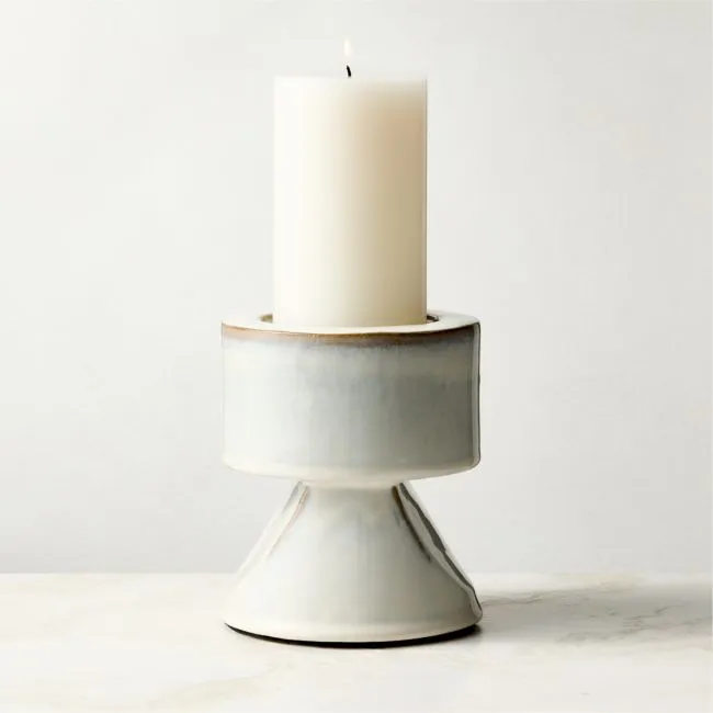 Conti White Ceramic Pillar Holder Tall