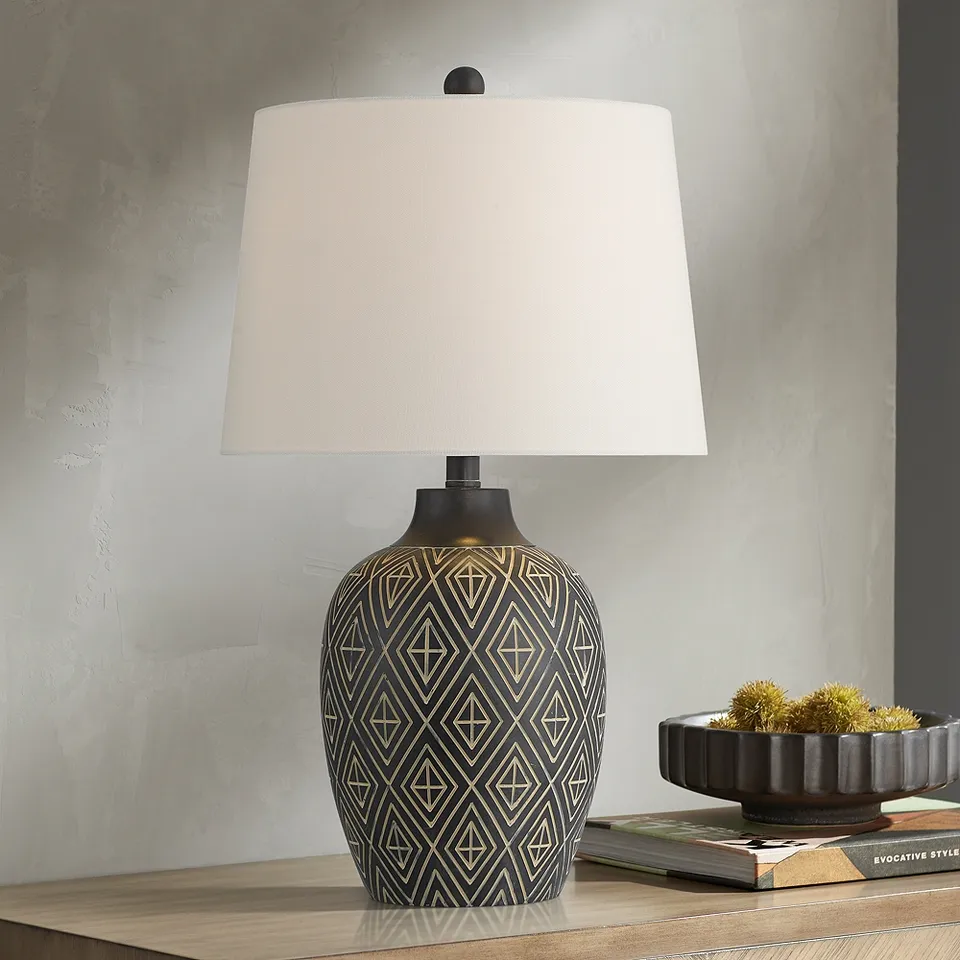 Possini Euro Benito 23 1/2" High Diamond Pattern Jar Table Lamp