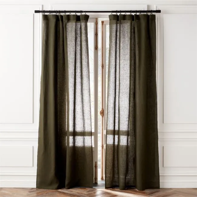 Forest Green European Linen Window Curtain Panel 48''x108''