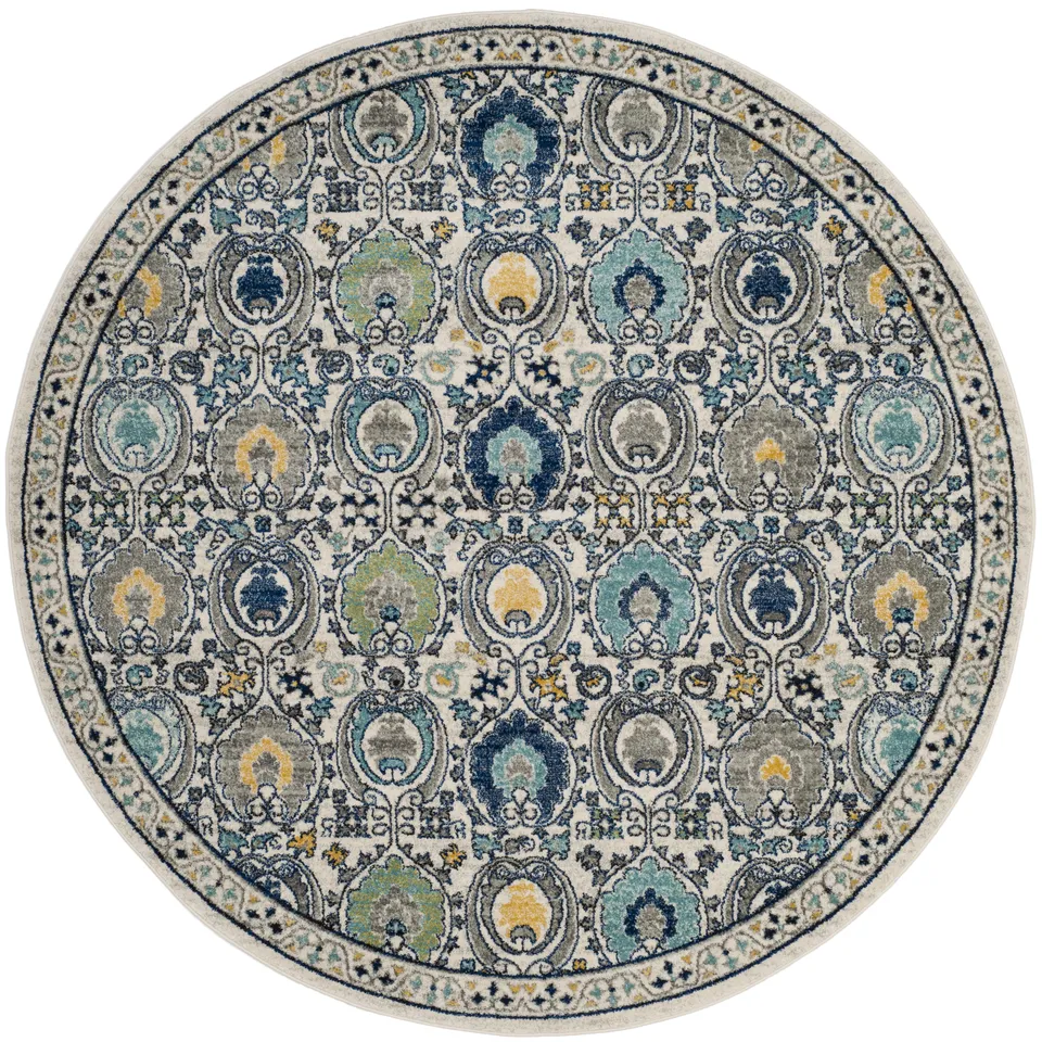 Arlo Home Woven Area Rug, EVK251D, Ivory/Grey,  6' 7" X 6' 7" Round
