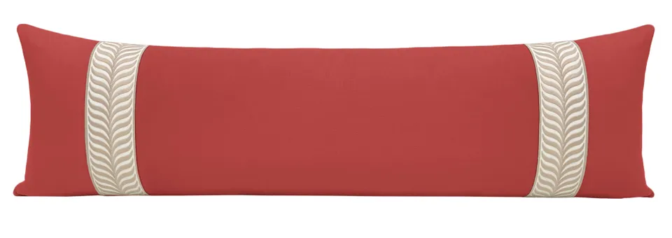 THE XL LUMBAR :: CLASSIC LINEN // APPLE RED + TRELLIS TRIM // NATURAL - 14" X 48"