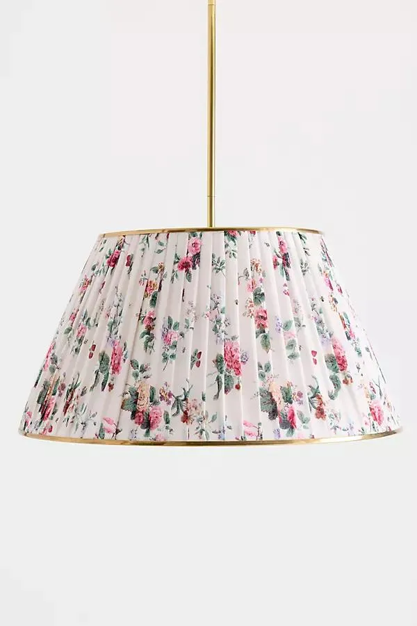 Lee Brass 24" Ruched Printed Semi-Flush Mount Pendant Light