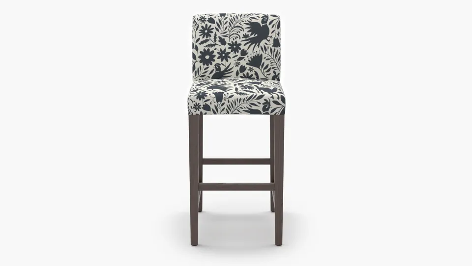 Signature Dining Bar Stool, Ink Frida, Espresso Square Tapered Leg