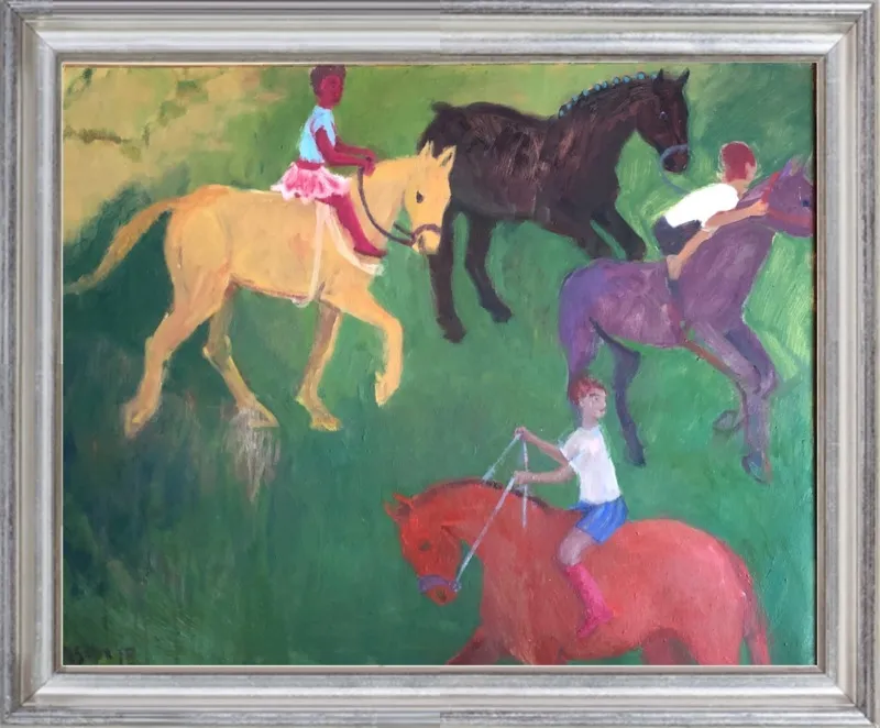 Four Horses, Three Riders by Megan Williamson for Artfully Walls