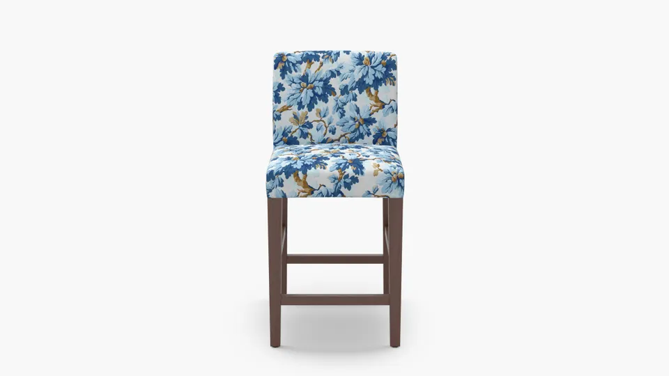 Signature Dining Counter Stool, Delft Woodland, Walnut Square Tapered Leg