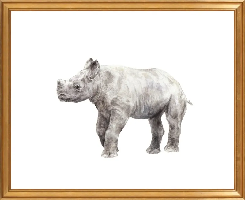 Baby Rhino Watercolor by Lauren Rogoff for Artfully Walls