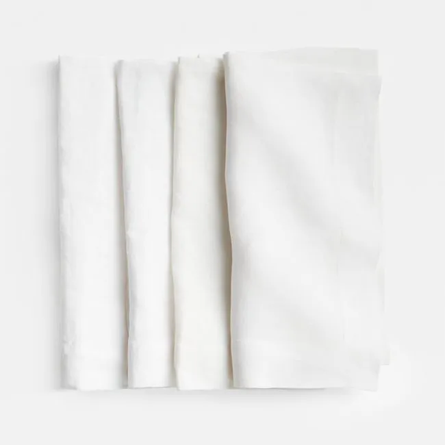 Marin White European Linen Napkin, Set of 4