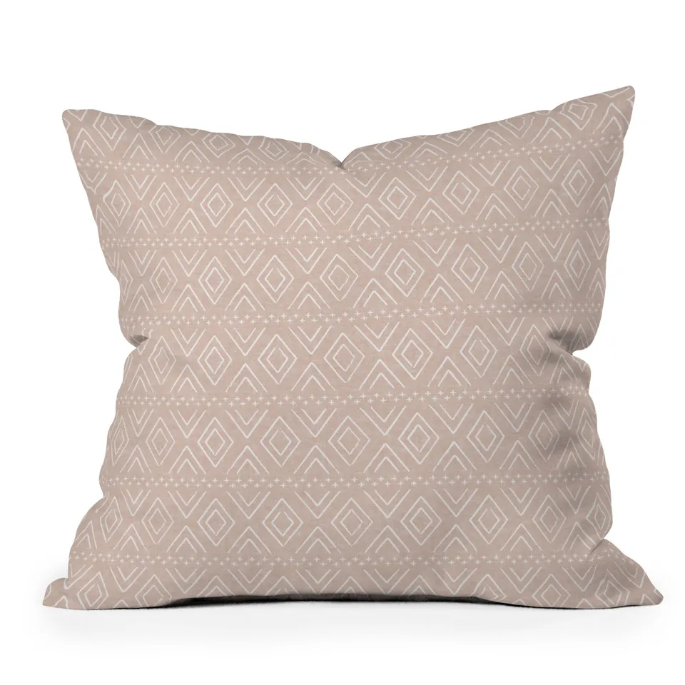 Farmhouse Diamonds Blush by Little Arrow Design Co - Outdoor Throw Pillow 20" x 20"