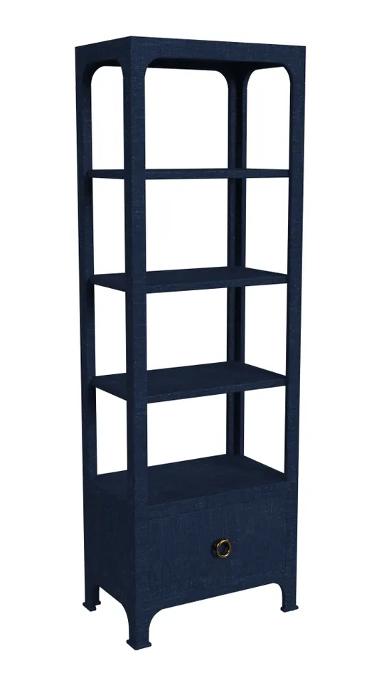 Chatham Navy Raffia Etagere Bookcase