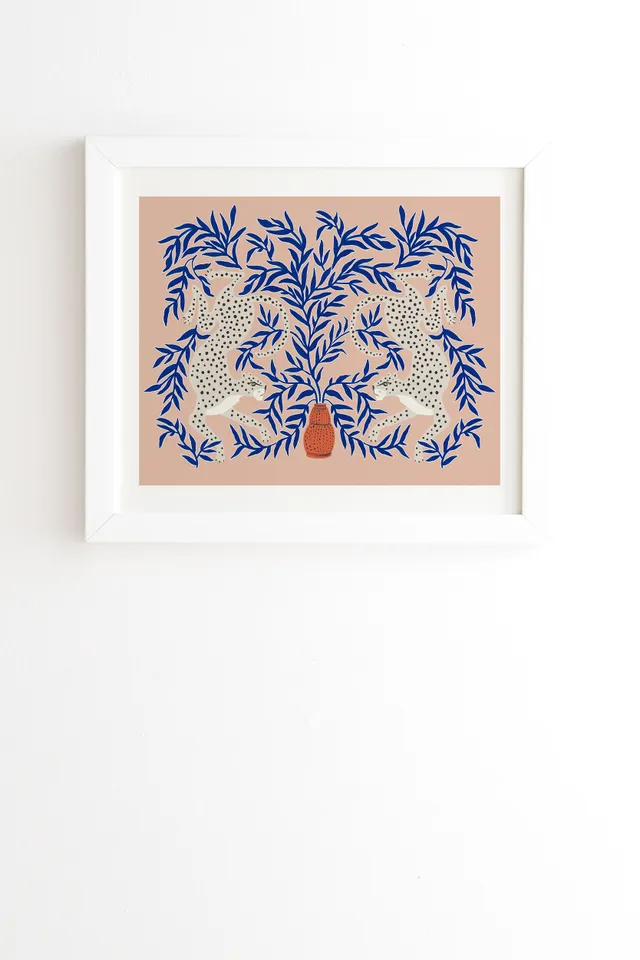 Leopard Vase by Megan Galante - Framed Wall Art Basic White 12" x 12"