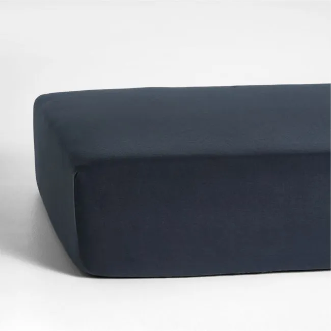 Supersoft Midnight Navy Blue 100% Organic Cotton Gauze Baby Crib Fitted Sheet