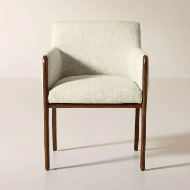 Casa Viva Ivory White Twill Upholstered Dining Armchair