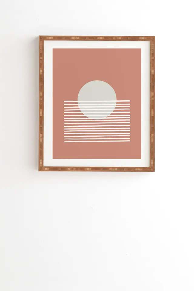 Terracota Sunset by Mambo Art Studio - Framed Wall Art Bamboo 12" x 12"