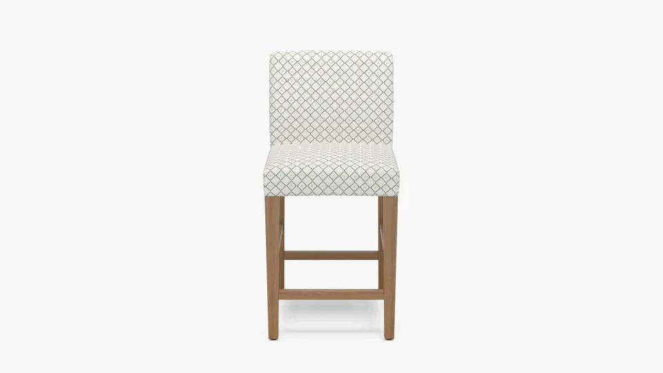 Signature Dining Counter Stool, Jade Petite Lattice, Natural Square Tapered Leg