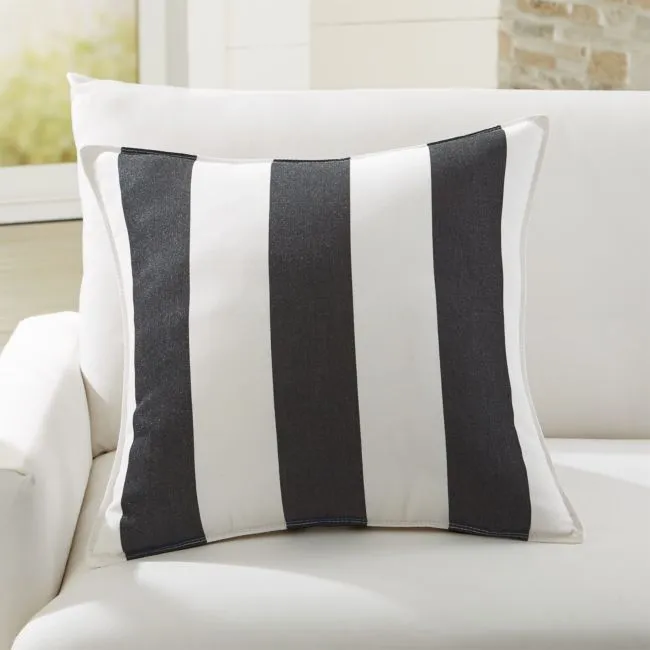 Sunbrella ® Cabana Black Stripe 20"x20" Outdoor Pillow