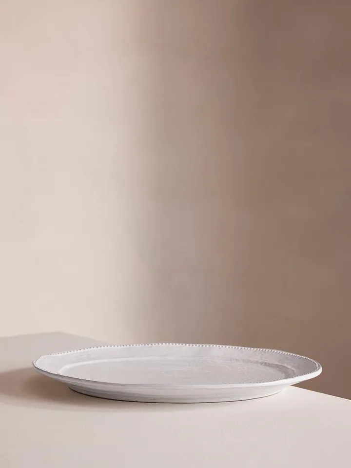 Hillcrest Oval Serving Platter, White