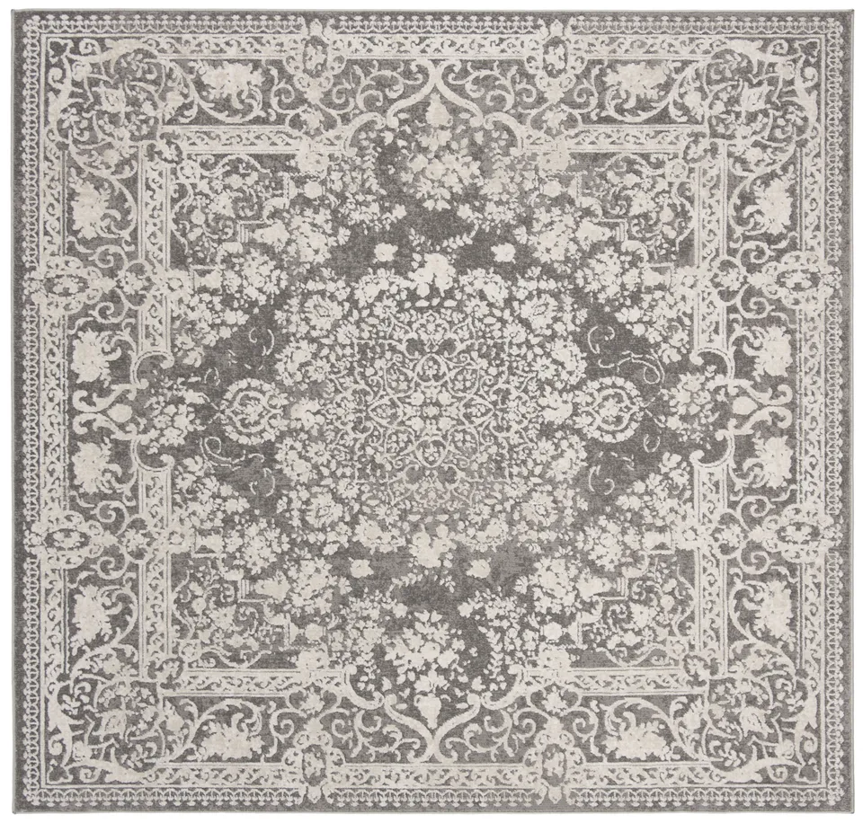 Arlo Home Woven Area Rug, RFT664B, Dark Grey/Cream,  6' 7" X 6' 7" Square