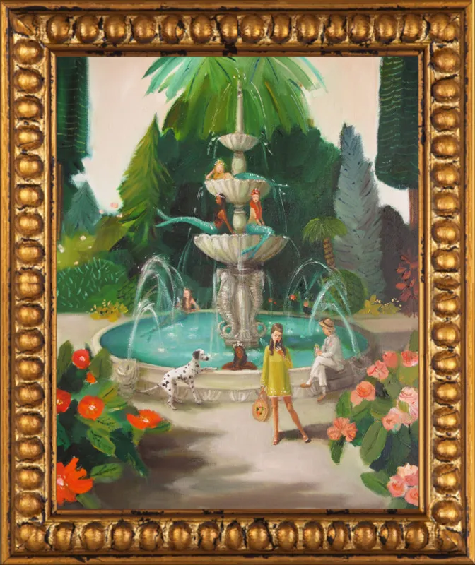 Selfie At The Mermaid Public Fountain by Janet Hill for Artfully Walls