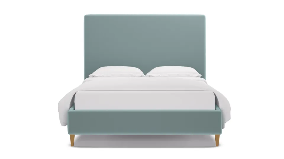 Classic Bed, Spa Performance Plush Velvet, Natural Square Tapered Leg, King