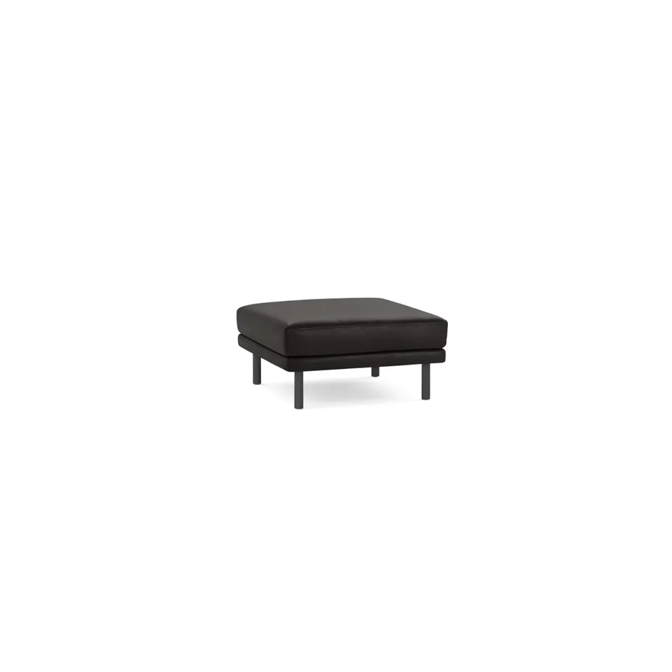 Field Leather Ottoman - Slate - Top Grain Leather / Black - Metal