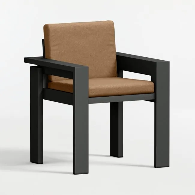 Walker Metal Outdoor Dining Armchair with Cast Teak Sunbrella ® Cushions