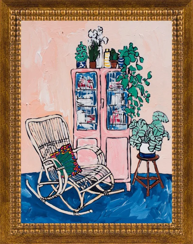 Rocking Chair In Pink Interior by Lara Lee Meintjes for Artfully Walls