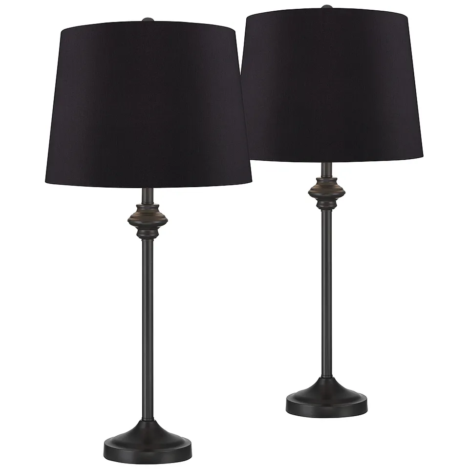 Possini Euro Lynn 26" High Black Shade Black Buffet Lamps Set of 2