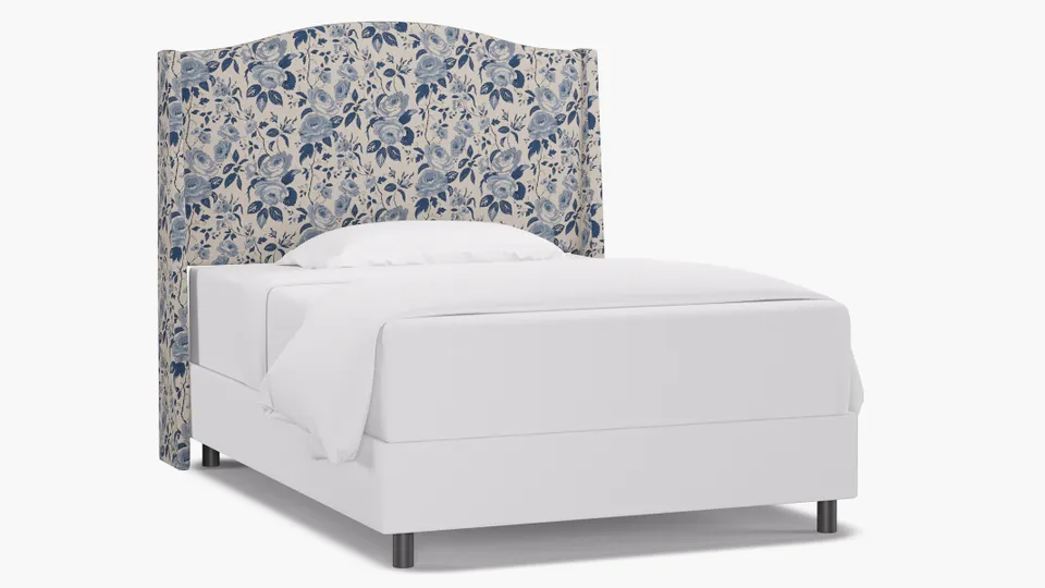 Classic Wingback Headboard, Delft Chintz, Full