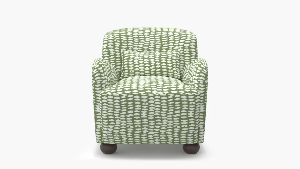 Club Chair, Olive Odalisque, Espresso Bun Foot