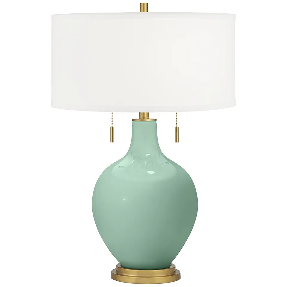 Color Plus Toby Brass 28" High Grayed Jade Green Table Lamp
