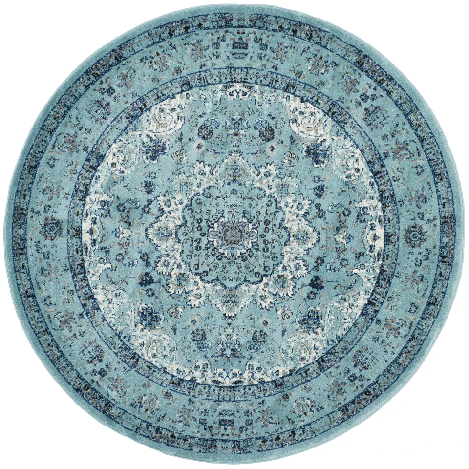 Arlo Home Woven Area Rug, EVK220E, Light Blue/Light Blue,  9' X 9' Round