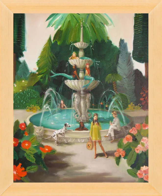 Selfie At The Mermaid Public Fountain by Janet Hill for Artfully Walls