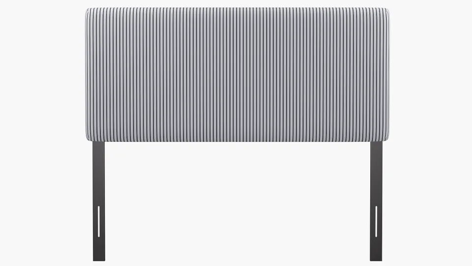 Square Back Headboard, Black Classic Ticking Stripe, Queen