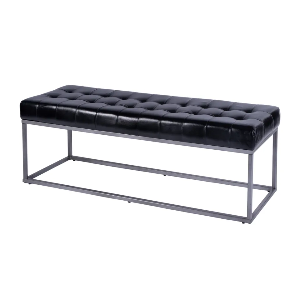 Knox Black Leather Accent Bench