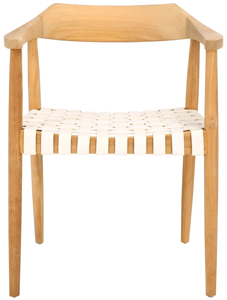 Amycus Accent Chair - White / Natural Teak