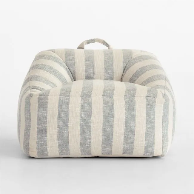 Charlie Mist Blue Striped Organic Cotton Kids Lounge Chair