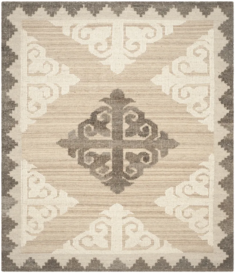 Arlo Home Hand Knotted Area Rug, KNY312A, Brown/Charcoal,  8' X 10'