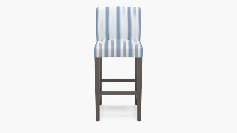 Signature Dining Bar Stool, Cornflower Regency Stripe, Espresso Square Tapered Leg