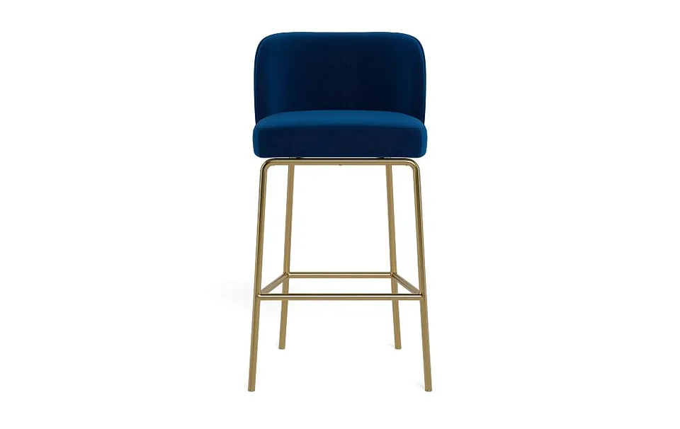 Graham Metal Framed Upholstered Bar Stool with Contrast Piping