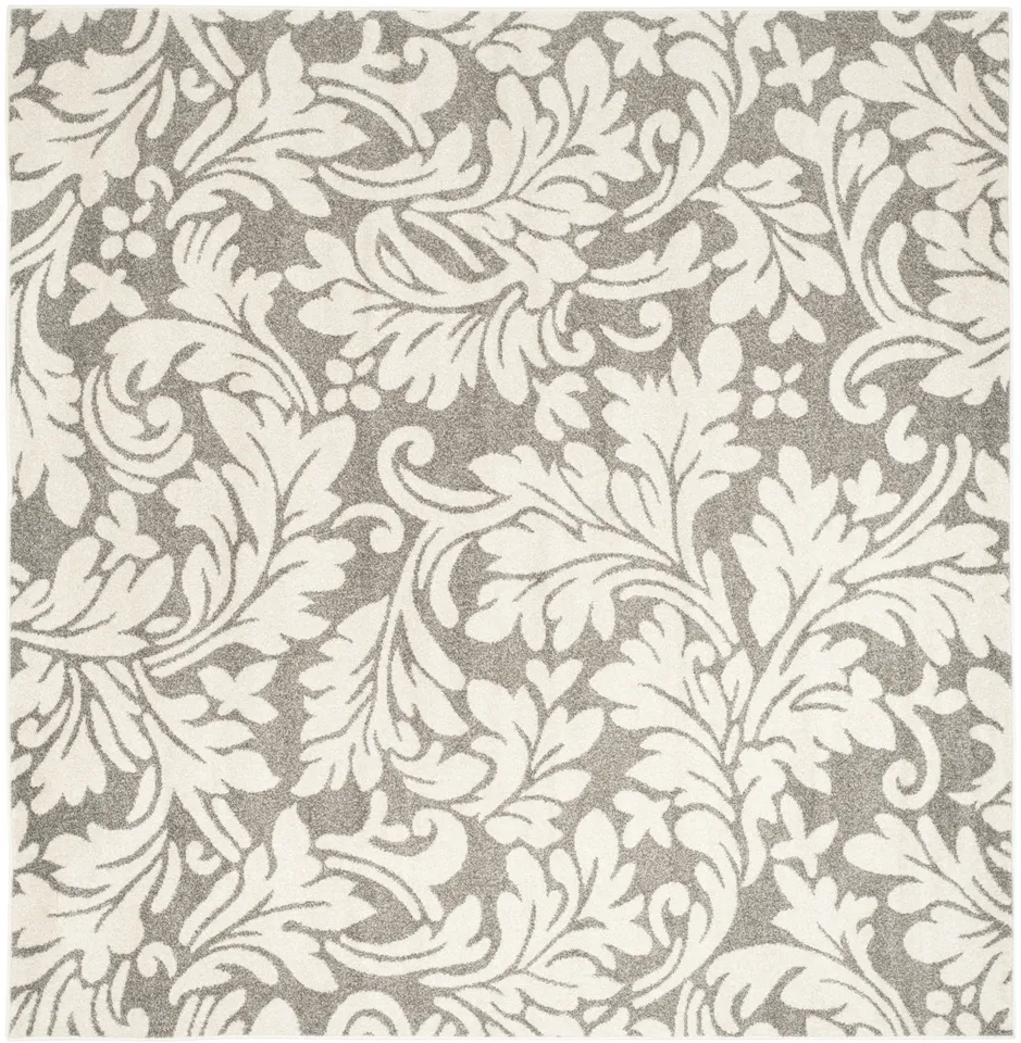 Arlo Home Indoor/Outdoor Woven Area Rug, AMT425R, Dark Grey/Beige,  7' X 7' Square