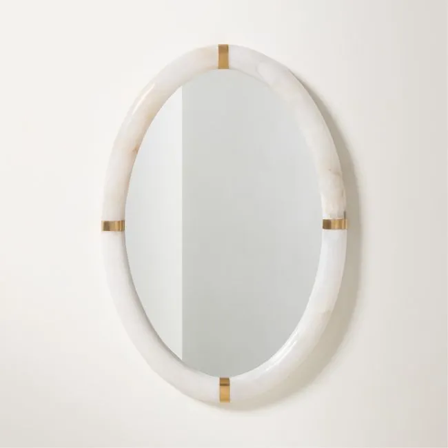 Sienna Alabaster Oval Wall Mirror 23"x36"