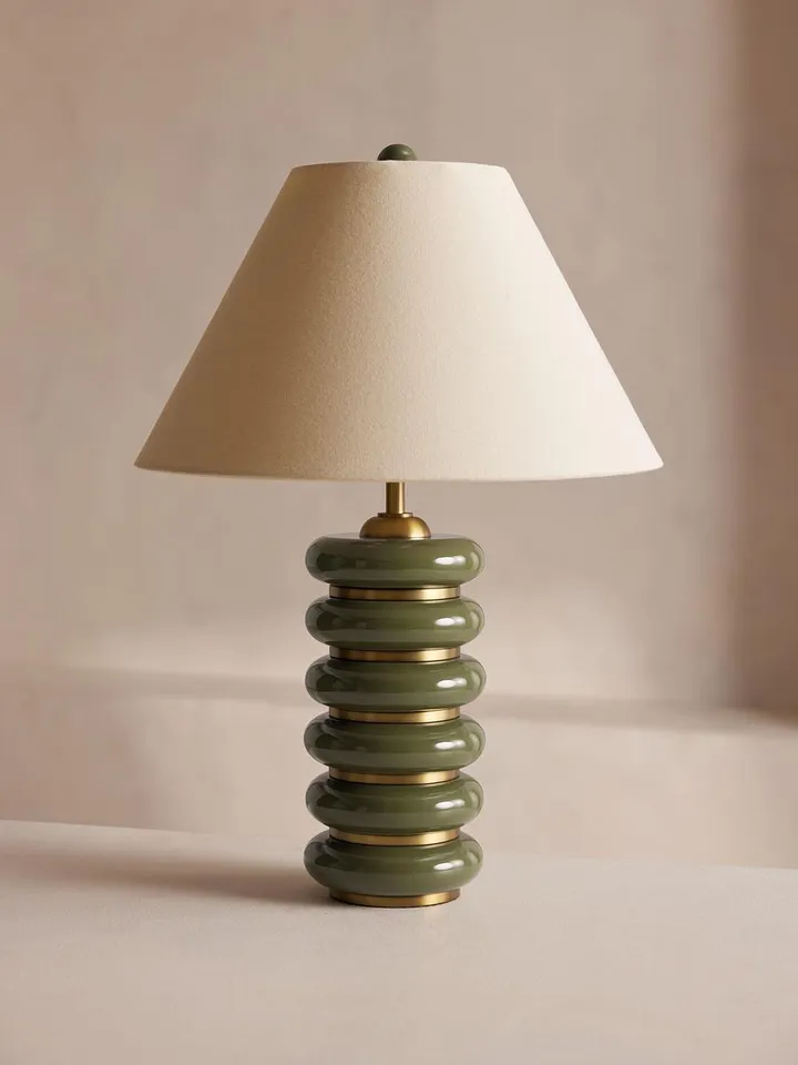 Greyson Table Lamp, High Gloss Lacquer, Olive, US
