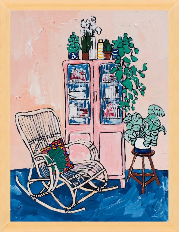 Rocking Chair In Pink Interior by Lara Lee Meintjes for Artfully Walls