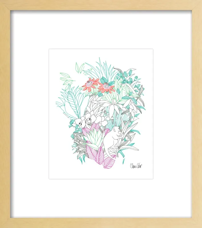 Passionflowers, orchids and the squirrel monkey  by Claire Colin for Artfully Walls