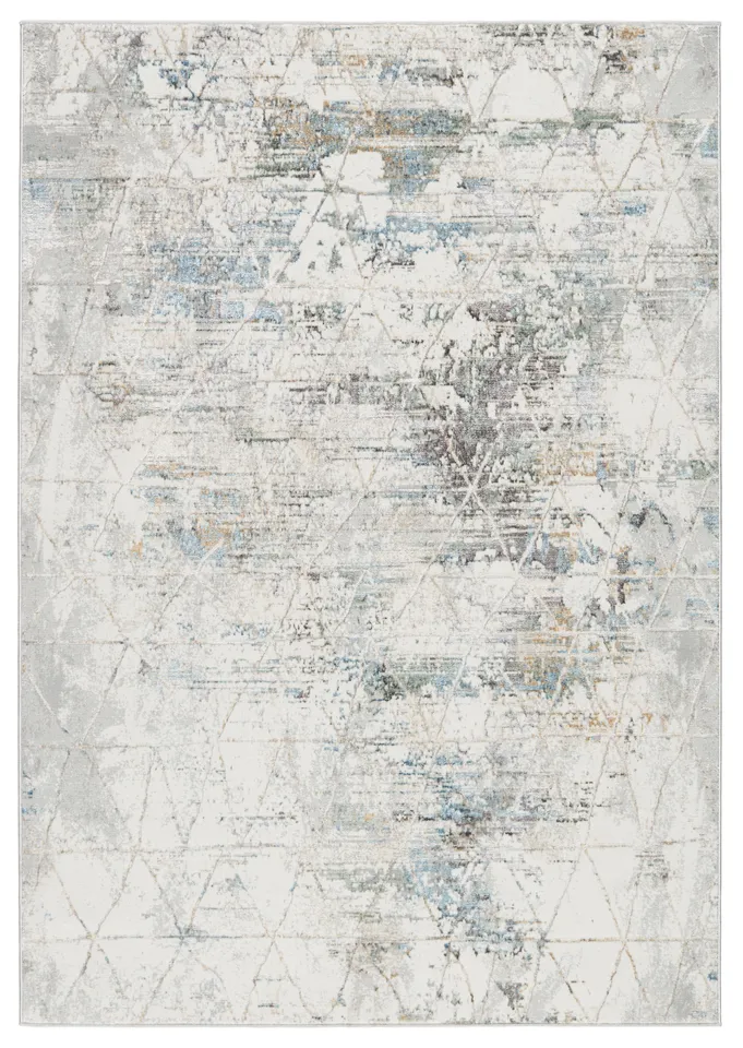 Vibe by Arya Trellis Gray/ Light Blue Area Rug (6'7"X9'6")