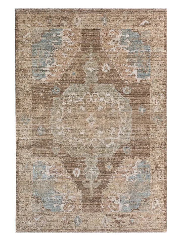 Theron EBS04 Medallion Brown/Multicolor Area Rug (18" Swatch)