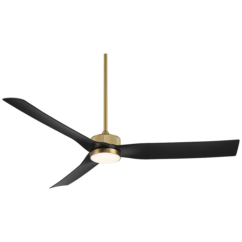 60" Casa Vieja Montage Soft Brass LED Damp Rated Fan with Remote