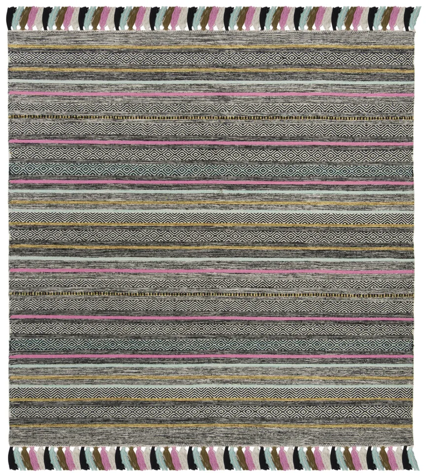 Arlo Home Hand Woven Area Rug, MTK901B, Black/Multi,  6' X 6' Square