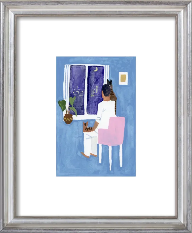 Look at the cat and the moon by Hiroyuki Izutsu for Artfully Walls