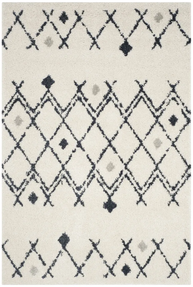 Arlo Home Woven Area Rug, BER164D, Cream/Navy,  6' X 9'